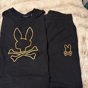 Psycho Bunny Black Sweatshirt & Joggers with Gold Logo